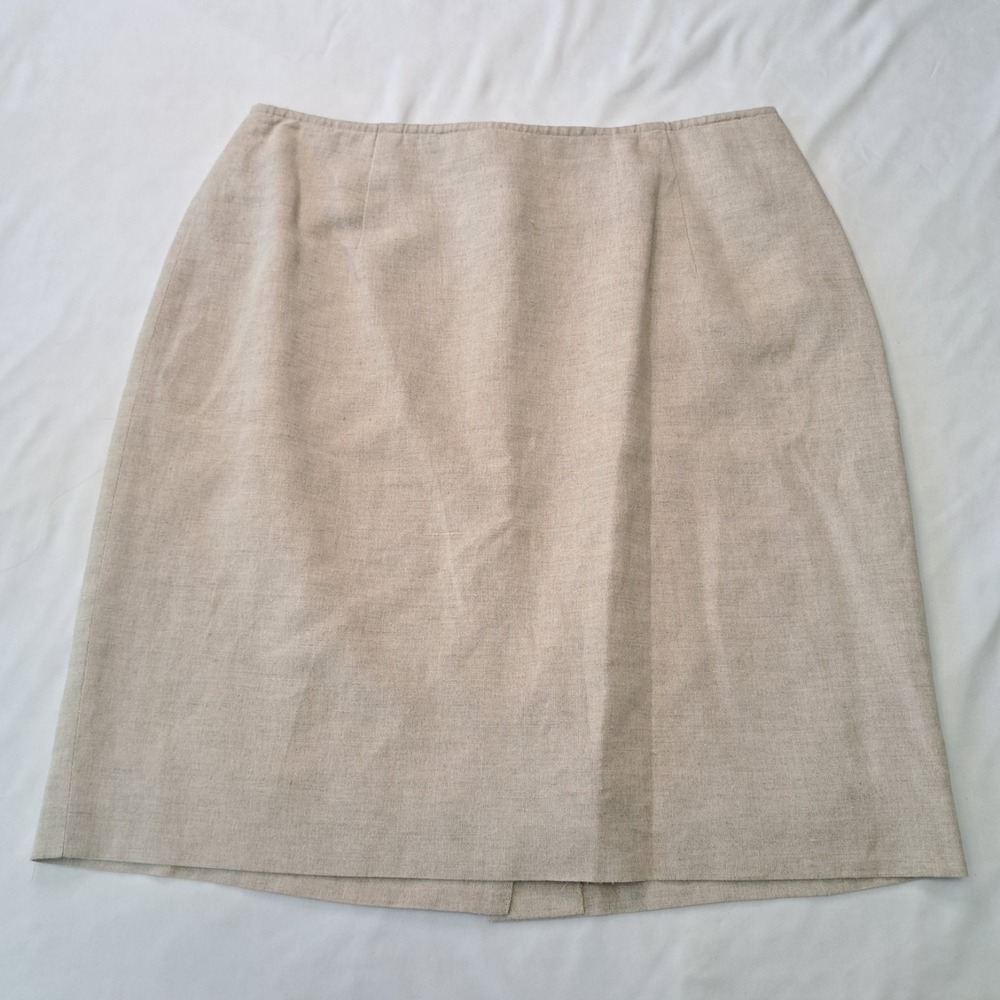Moda Int'l Vtg Beige Pencil Mini Skirt 10P Classic‎ Academia Minimalist Natural